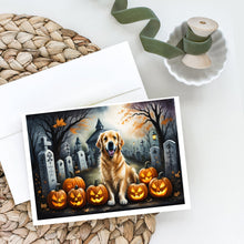 Load image into Gallery viewer, Golden Retriever Spooky Halloween Greeting Cards -  Blank Note Cards – 8-Pack of Artist-Designed Cards with Envelopes