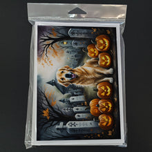 Load image into Gallery viewer, Golden Retriever Spooky Halloween Greeting Cards -  Blank Note Cards – 8-Pack of Artist-Designed Cards with Envelopes