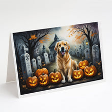 Load image into Gallery viewer, Golden Retriever Spooky Halloween Greeting Cards -  Blank Note Cards – 8-Pack of Artist-Designed Cards with Envelopes