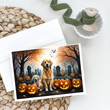 Load image into Gallery viewer, Golden Retriever Spooky Halloween Greeting Cards -  Blank Note Cards – 8-Pack of Artist-Designed Cards with Envelopes