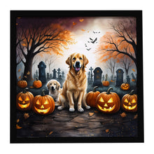 Load image into Gallery viewer, Golden Retriever Spooky Halloween Framed Metal Print