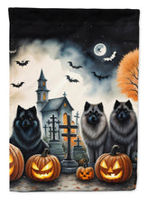 Load image into Gallery viewer, Keeshond Spooky Halloween House Flag