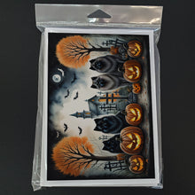 Load image into Gallery viewer, Keeshond Spooky Halloween Greeting Cards -  Blank Note Cards – 8-Pack of Artist-Designed Cards with Envelopes