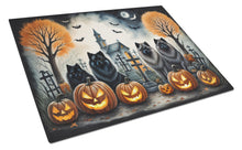 Load image into Gallery viewer, Keeshond Spooky Halloween Glass Cutting Boards – Durable, Decorative Kitchen Art Large