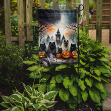 Load image into Gallery viewer, Keeshond Spooky Halloween Garden Flag – Dog in Cemetery Scene