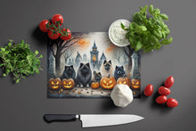 Load image into Gallery viewer, Keeshond Spooky Halloween Glass Cutting Boards – Durable, Decorative Kitchen Art Large
