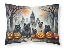 Load image into Gallery viewer, Keeshond Spooky Halloween Fabric Standard Pillowcase – Artistic Decorative Front, White Back