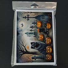 Load image into Gallery viewer, Keeshond Spooky Halloween Greeting Cards -  Blank Note Cards – 8-Pack of Artist-Designed Cards with Envelopes