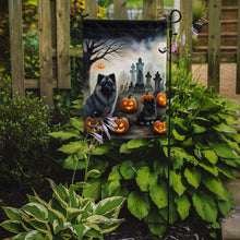 Load image into Gallery viewer, Keeshond Spooky Halloween Garden Flag – Dog in Cemetery Scene