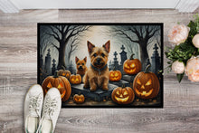 Load image into Gallery viewer, Norwich Terrier Spooky Halloween Doormat -  18x27 Decorative Floor Mat – Indoor/Outdoor Rug