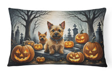 Load image into Gallery viewer, Norwich Terrier Spooky Halloween Fabric Decorative Pillow