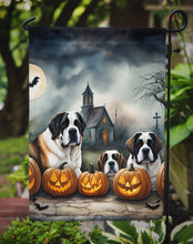 Load image into Gallery viewer, Saint Bernard Spooky Halloween Garden Flag – Dog in Cemetery Scene