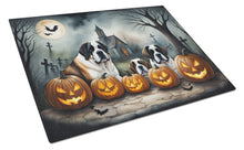 Load image into Gallery viewer, Saint Bernard Spooky Halloween Glass Cutting Boards – Durable, Decorative Kitchen Art Large