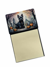 Load image into Gallery viewer, Scottish Terrier Spooky Halloween Sticky Note Holder- Refiilable Desk Accessory Note Pad