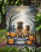 Load image into Gallery viewer, Shar Pei Spooky Halloween Garden Flag – Dog in Cemetery Scene