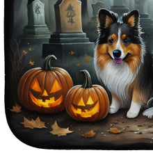 Load image into Gallery viewer, Sheltie Spooky Halloween Dish Drying Mat