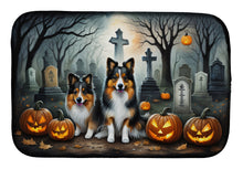 Load image into Gallery viewer, Sheltie Spooky Halloween Dish Drying Mat