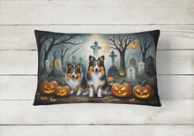 Load image into Gallery viewer, Sheltie Spooky Halloween Fabric Decorative Pillow