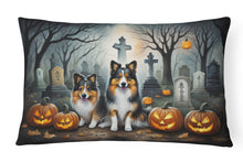 Load image into Gallery viewer, Sheltie Spooky Halloween Fabric Decorative Pillow