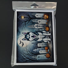 Load image into Gallery viewer, Siberian Husky Spooky Halloween Greeting Cards -  Blank Note Cards – 8-Pack of Artist-Designed Cards with Envelopes