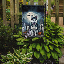 Load image into Gallery viewer, Siberian Husky Spooky Halloween Garden Flag – Dog in Cemetery Scene