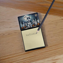 Load image into Gallery viewer, Siberian Husky Spooky Halloween Sticky Note Holder- Refiilable Desk Accessory Note Pad