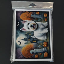 Load image into Gallery viewer, Westie Spooky Halloween Greeting Cards -  Blank Note Cards – 8-Pack of Artist-Designed Cards with Envelopes