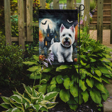 Load image into Gallery viewer, Westie Spooky Halloween Garden Flag – Dog in Cemetery Scene