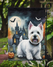 Load image into Gallery viewer, Westie Spooky Halloween Garden Flag – Dog in Cemetery Scene