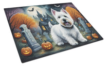Load image into Gallery viewer, Westie Spooky Halloween Glass Cutting Boards – Durable, Decorative Kitchen Art Large