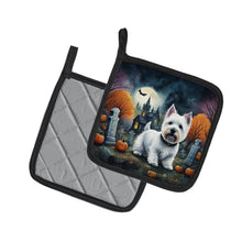 Load image into Gallery viewer, Westie Spooky Halloween Pot Holders - Set of 2 Decorative Kitchen Helpers | Made in the USA