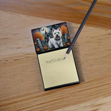 Load image into Gallery viewer, Westie Spooky Halloween Sticky Note Holder- Refiilable Desk Accessory Note Pad