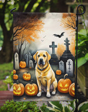 Load image into Gallery viewer, Yellow Labrador Retriever Spooky Halloween Garden Flag – Dog in Cemetery Scene