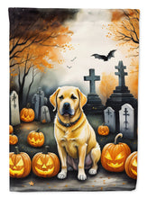 Load image into Gallery viewer, Yellow Labrador Retriever Spooky Halloween Garden Flag – Dog in Cemetery Scene