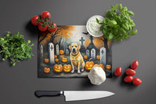 Load image into Gallery viewer, Yellow Labrador Retriever Spooky Halloween Glass Cutting Boards – Durable, Decorative Kitchen Art Large