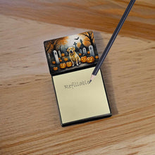 Load image into Gallery viewer, Yellow Labrador Retriever Spooky Halloween Sticky Note Holder- Refiilable Desk Accessory Note Pad