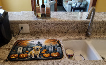 Load image into Gallery viewer, Yellow Labrador Retriever Spooky Halloween Dish Drying Mat