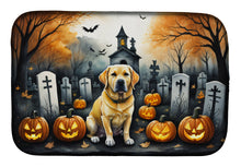 Load image into Gallery viewer, Yellow Labrador Retriever Spooky Halloween Dish Drying Mat