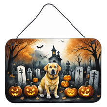 Load image into Gallery viewer, Yellow Labrador Retriever Spooky Halloween Wall or Door Hanging Prints