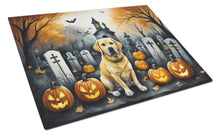 Load image into Gallery viewer, Yellow Labrador Retriever Spooky Halloween Glass Cutting Boards – Durable, Decorative Kitchen Art Large