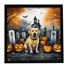Load image into Gallery viewer, Yellow Labrador Retriever Spooky Halloween Framed Metal Print