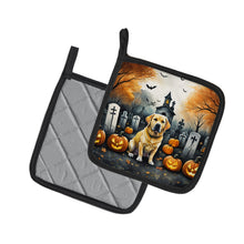 Load image into Gallery viewer, Yellow Labrador Retriever Spooky Halloween Pot Holders - Set of 2 Decorative Kitchen Helpers | Made in the USA