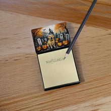 Load image into Gallery viewer, Yellow Labrador Retriever Spooky Halloween Sticky Note Holder- Refiilable Desk Accessory Note Pad