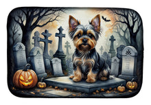 Load image into Gallery viewer, Yorkshire Terrier Spooky Halloween Dish Drying Mat