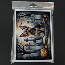 Load image into Gallery viewer, Yorkshire Terrier Spooky Halloween Greeting Cards -  Blank Note Cards – 8-Pack of Artist-Designed Cards with Envelopes