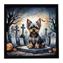 Load image into Gallery viewer, Yorkshire Terrier Spooky Halloween Framed Metal Print