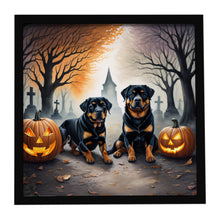 Load image into Gallery viewer, Rottweiler Spooky Halloween Framed Metal Print