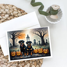 Load image into Gallery viewer, Rottweiler Spooky Halloween Greeting Cards -  Blank Note Cards – 8-Pack of Artist-Designed Cards with Envelopes