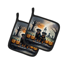 Load image into Gallery viewer, Rottweiler Spooky Halloween Pot Holders - Set of 2 Decorative Kitchen Helpers | Made in the USA