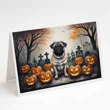 Load image into Gallery viewer, Fawn Pug Spooky Halloween Greeting Cards -  Blank Note Cards – 8-Pack of Artist-Designed Cards with Envelopes